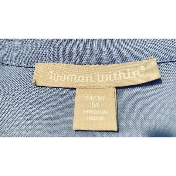 Woman Within Generously Sized Blue Rayon LS Button Front Shirt Blouse 14/16M NEW - Picture 5 of 6